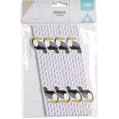 Lot de 16 pailles décorées papier L25cm-Gifi New