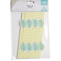 Lot de 16 pailles décorées papier L25cm-Gifi New