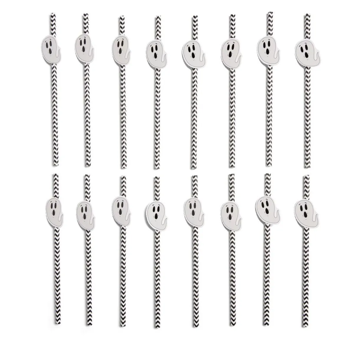 Lot de 16 pailles Halloween en papier - 4 modèles-Gifi Clearance