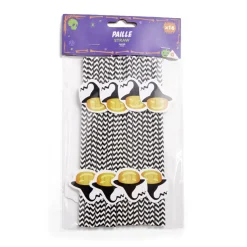 Lot de 16 pailles Halloween en papier - 4 modèles-Gifi Clearance