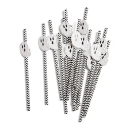 Lot de 16 pailles Halloween en papier - 4 modèles-Gifi Clearance