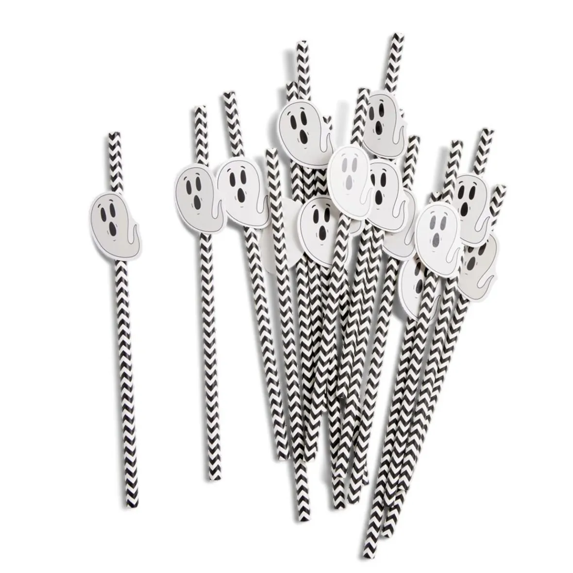 Lot de 16 pailles Halloween en papier - 4 modèles-Gifi Clearance