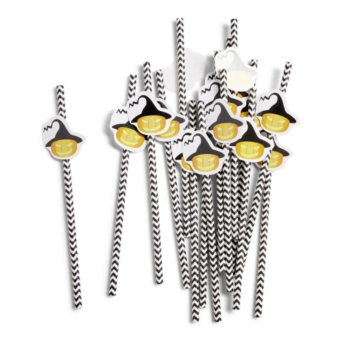 Lot de 16 pailles Halloween en papier - 4 modèles-Gifi Clearance