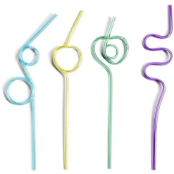 Lot de 4 pailles réutilisables plastique L24cm-Gifi Best