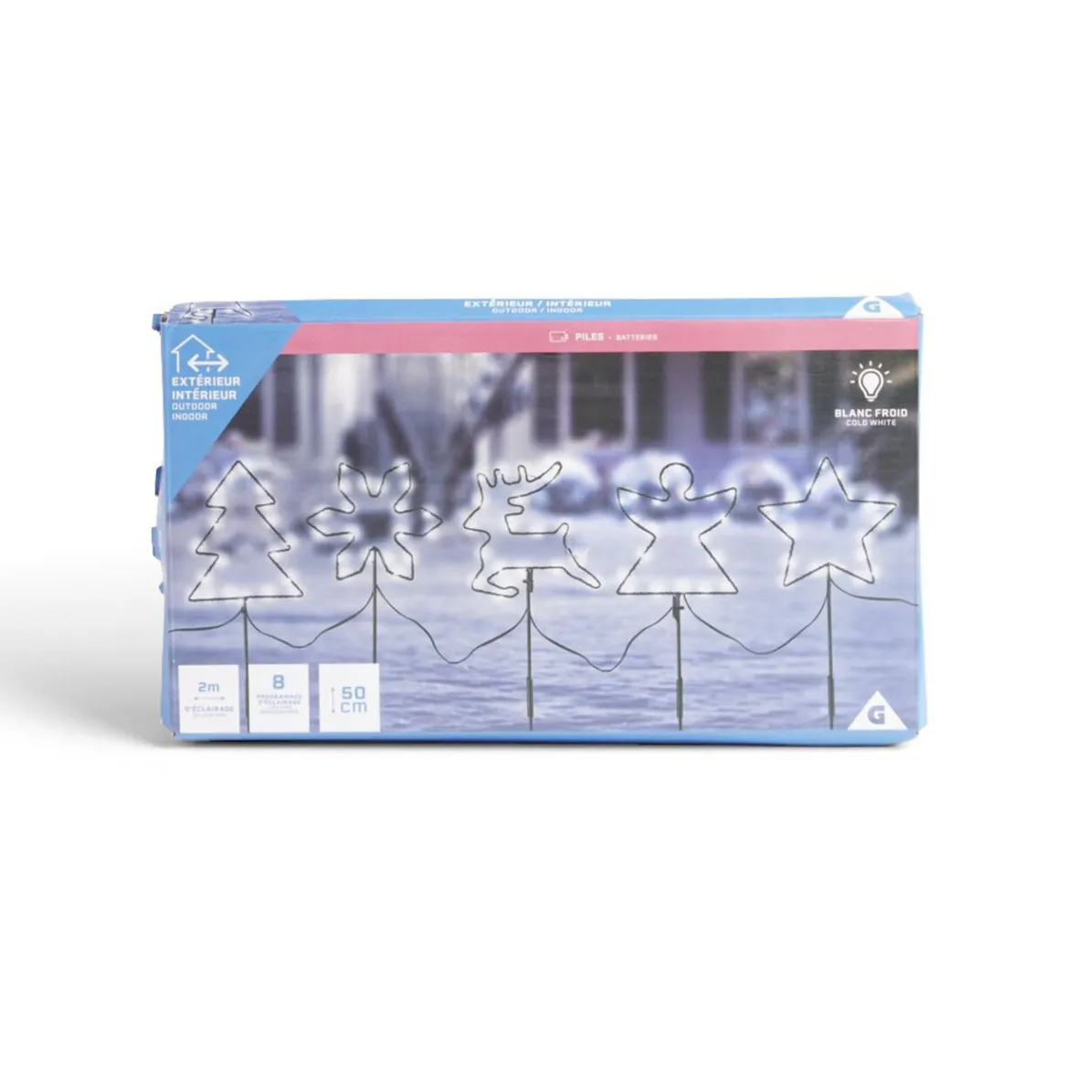 Lot de 5 pics lumineux à planter H50cm blanc froid-Gifi