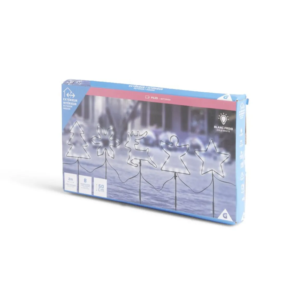 Lot de 5 pics lumineux à planter H50cm blanc froid-Gifi