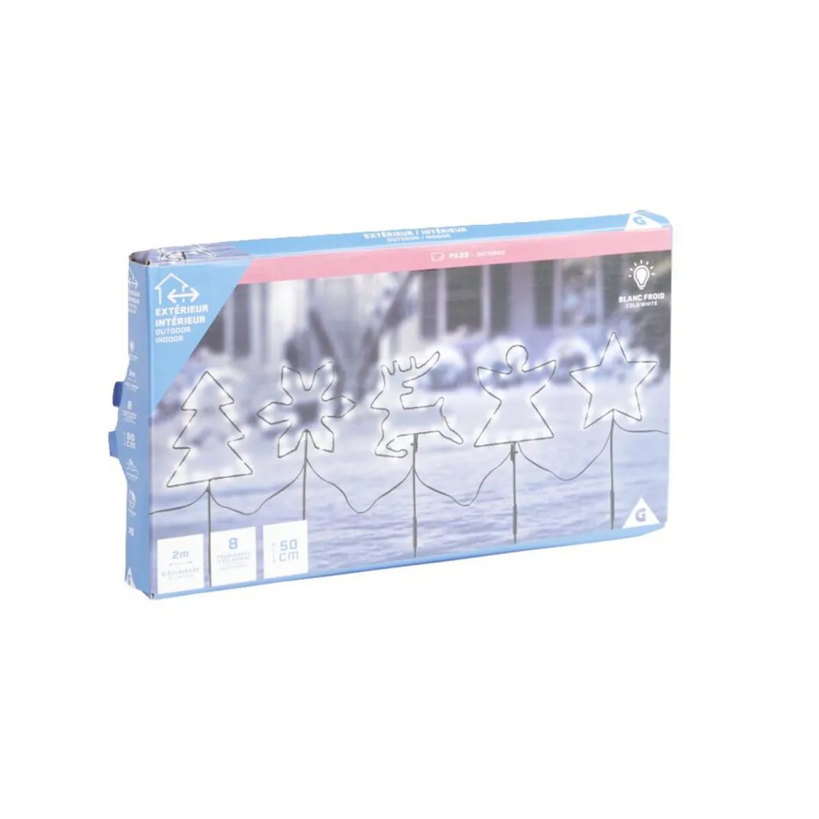 Lot de 5 pics lumineux à planter H50cm blanc froid-Gifi