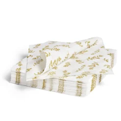 Lot de 20 serviettes en papier blanc motif confetti doré 40x40cm-Gifi Outlet