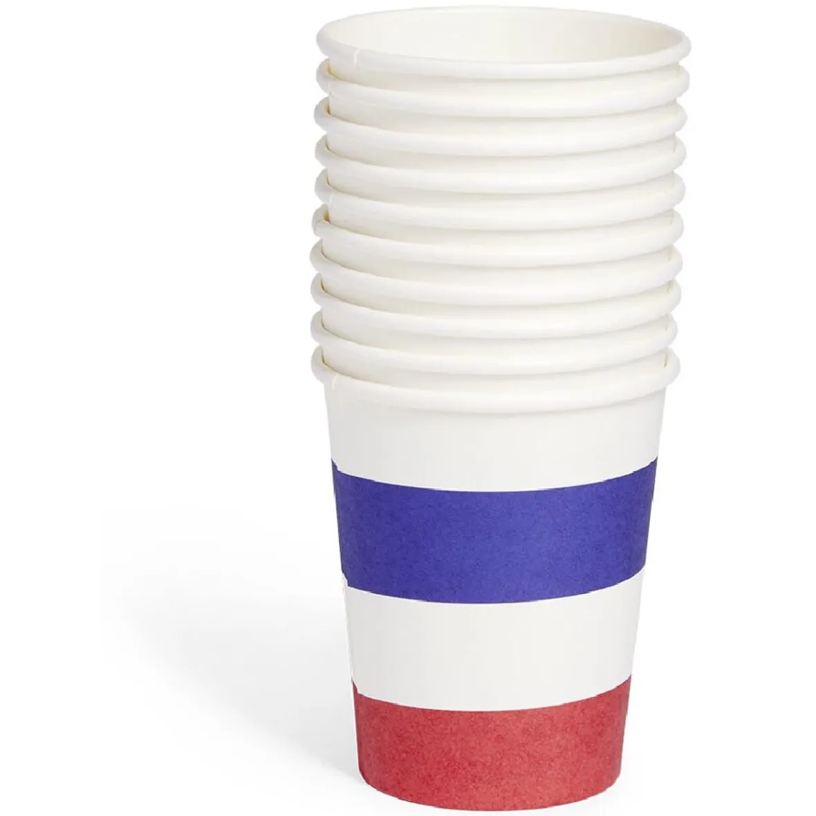 Lot de 10 verres Happy Party papier bleu blanc rouge-Gifi Outlet