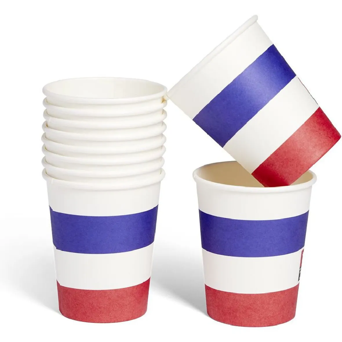 Lot de 10 verres Happy Party papier bleu blanc rouge-Gifi Outlet