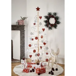 Lot sapin de Noël en bois et 30 décorations-Gifi Hot
