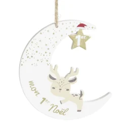 Lune à suspendre en bois "Mon 1er Noël" H10,5cm-Gifi Clearance