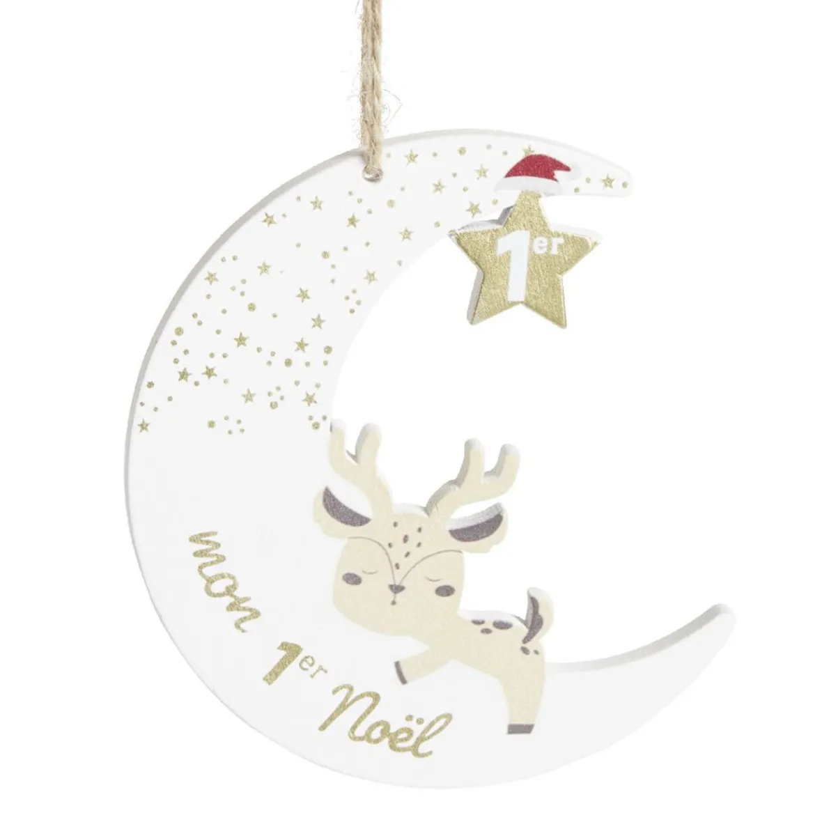 Lune à suspendre en bois "Mon 1er Noël" H10,5cm-Gifi Clearance