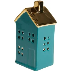Maison en céramique bleu et doré H16cm-Gifi Clearance