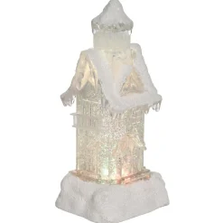 Maison lumineuse blanche pailletée H. 25 cm-Gifi
