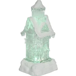 Maison lumineuse blanche pailletée H. 25 cm-Gifi