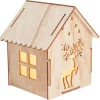 Maison lumineuse Noël en bois motif cerf 5LED blanc chaud H10,5cm-Gifi Discount
