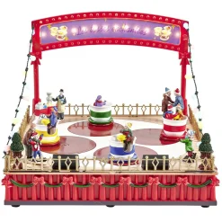 Manège tasse enchantée animé lumineux musical village de Noël-Gifi
