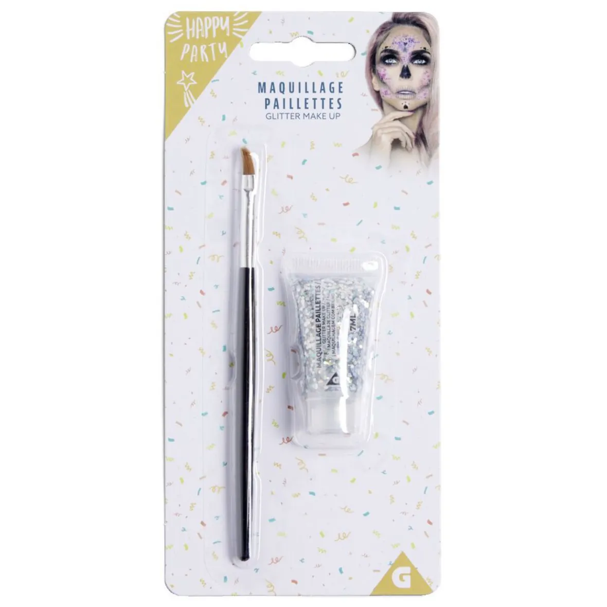 Maquillage paillettes avec pinceau - 4 coloris-Gifi