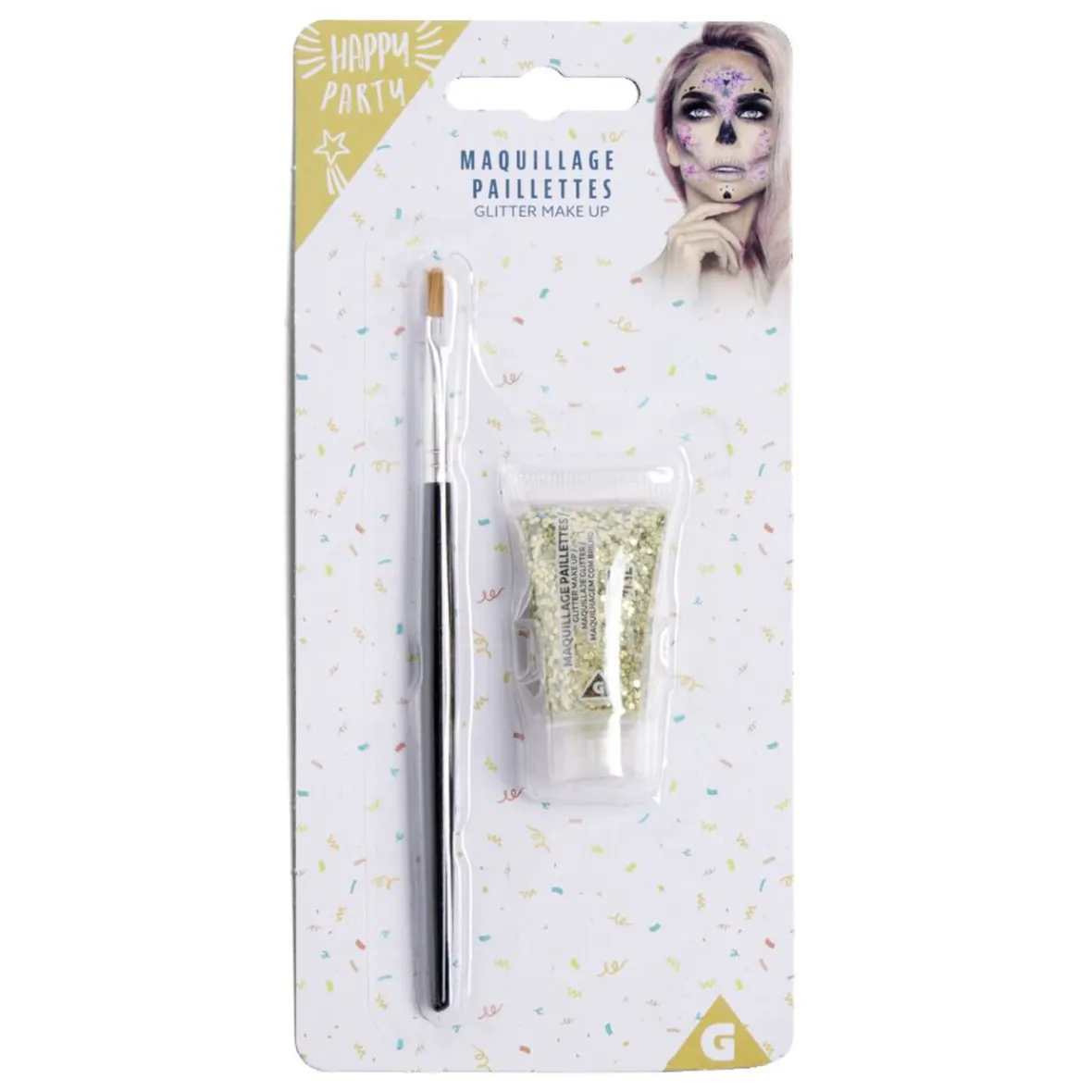 Maquillage paillettes avec pinceau - 4 coloris-Gifi