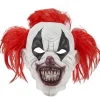 Masque adulte Halloween clown latex blanc avec cheveux rouges-Gifi New