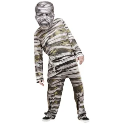 Masque adulte Halloween grosse tête de momie gris et blanc-Gifi New