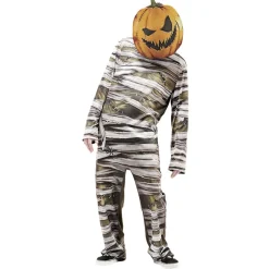 Masque adulte Halloween grosse tête de citrouille orange et noir-Gifi New