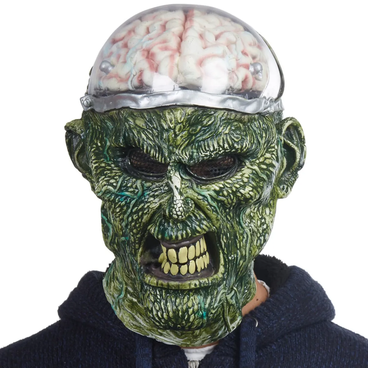 Masque monstre vert cervelle lumineuse adulte-Gifi Outlet