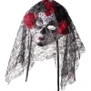 Masque squelette adulte jour des morts calavera fleur rouge et noir-Gifi Outlet