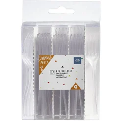 Mini fourchette plastique réutilisable x20-Gifi Online
