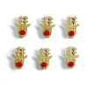 Mini pince en bois forme tête de renne rouge et dorée 6 pièces-Gifi Clearance
