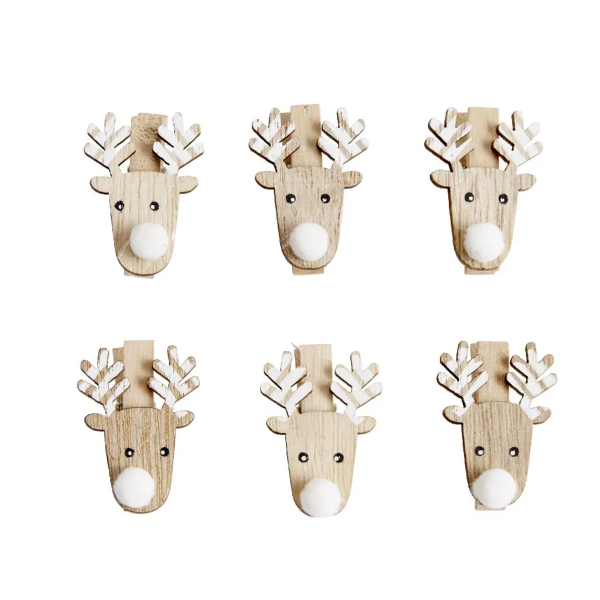 Mini pinces en bois Noël forme de tête de renne 6 pièces-Gifi Clearance