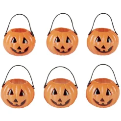 Mini seau à bonbon Halloween citrouille x6-Gifi