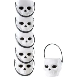 Mini seau forme tête de mort blanc et noir x6-Gifi Best