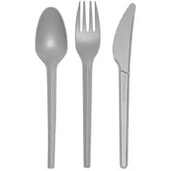 Ménagère réutilisable gris 18 couverts à base d'amidon de maïs-Gifi Clearance