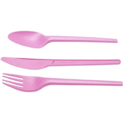 Ménagère réutilisable en amidon de maïs 6 personnes rose-Gifi Hot