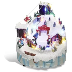 Montagne enneigée lumineuse luge bonhomme de neige 16 LED en résine-Gifi Clearance