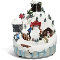 Montagne enneigée lumineuse luge bonhomme de neige 16 LED en résine-Gifi Clearance