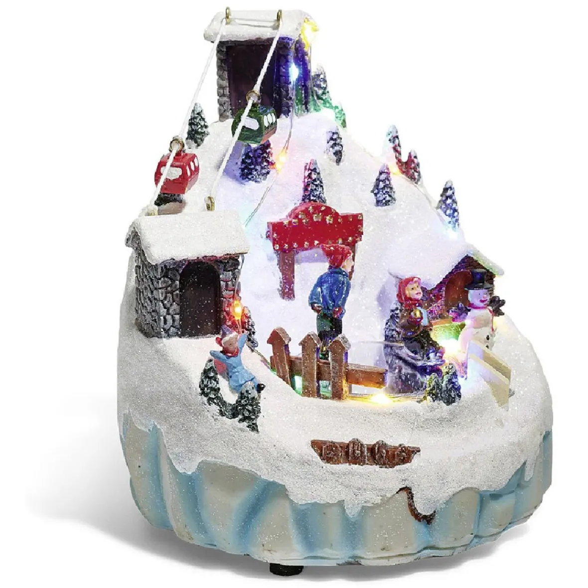 Montagne enneigée lumineuse luge bonhomme de neige 16 LED en résine-Gifi Clearance