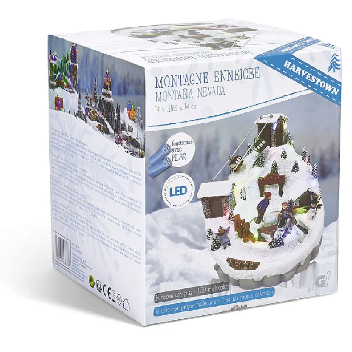 Montagne enneigée lumineuse luge bonhomme de neige 16 LED en résine-Gifi Clearance