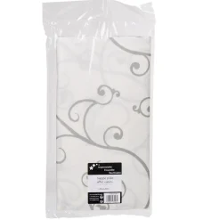 Nappe blanche motif branche argentée effet satin-Gifi