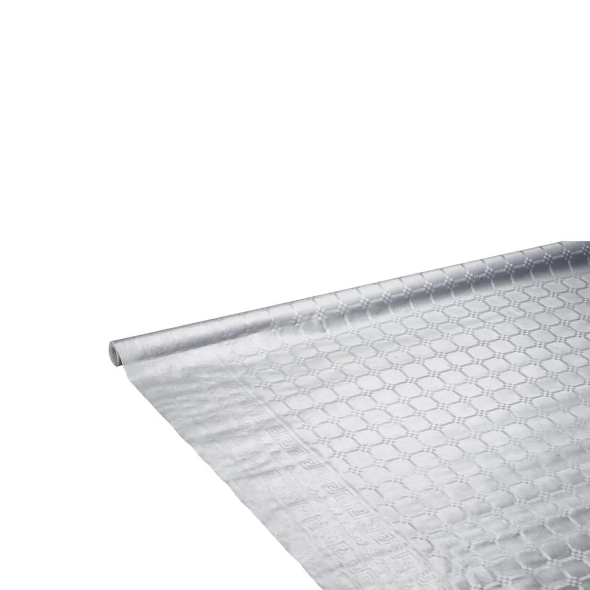 Nappe damassée argentée en papier 6 m-Gifi Clearance