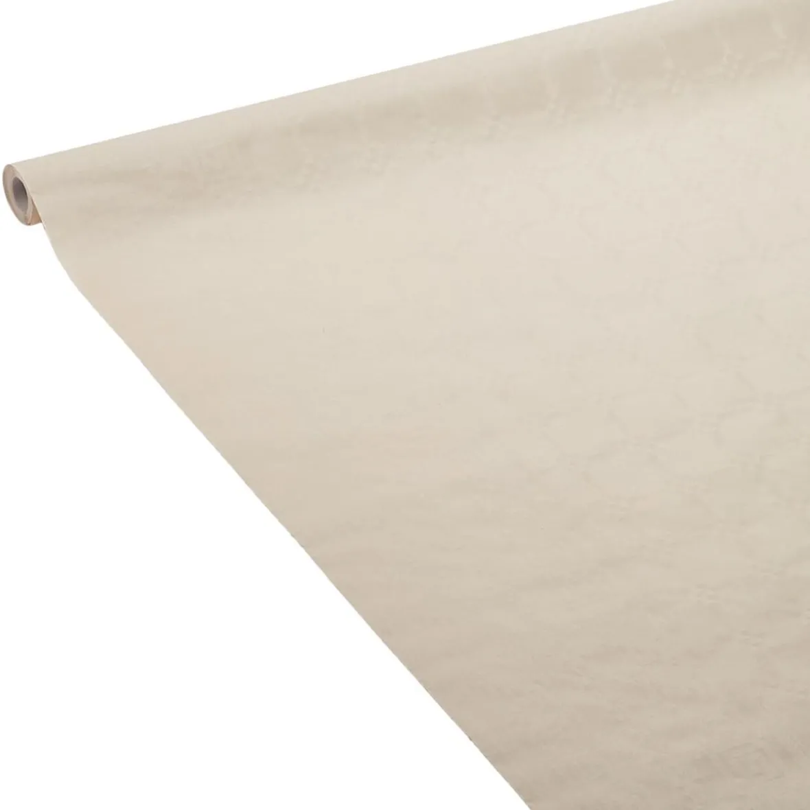 Nappe damassée blanc lin en papier 6 m-Gifi Outlet