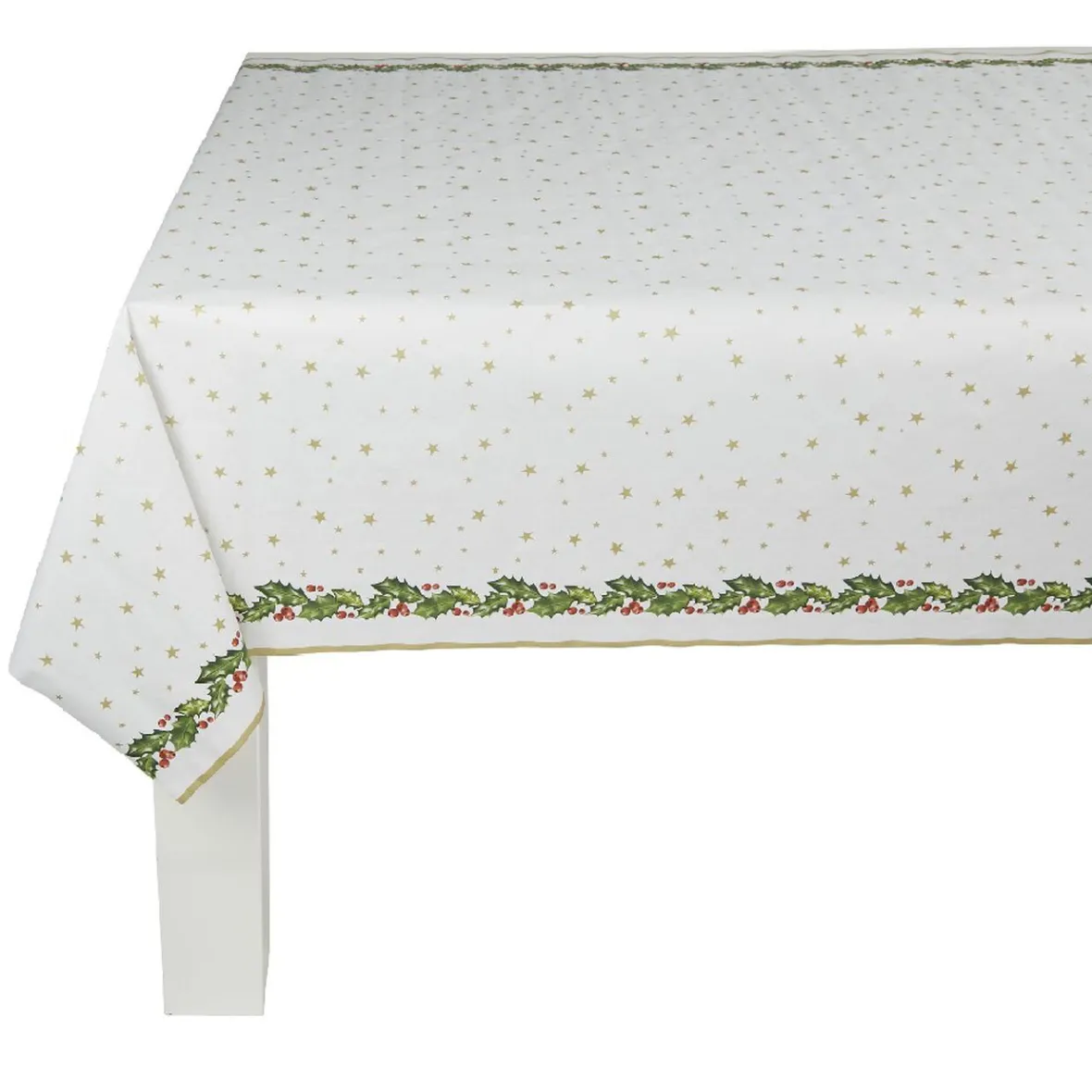 Nappe damassée blanche bordure houx-Gifi Online