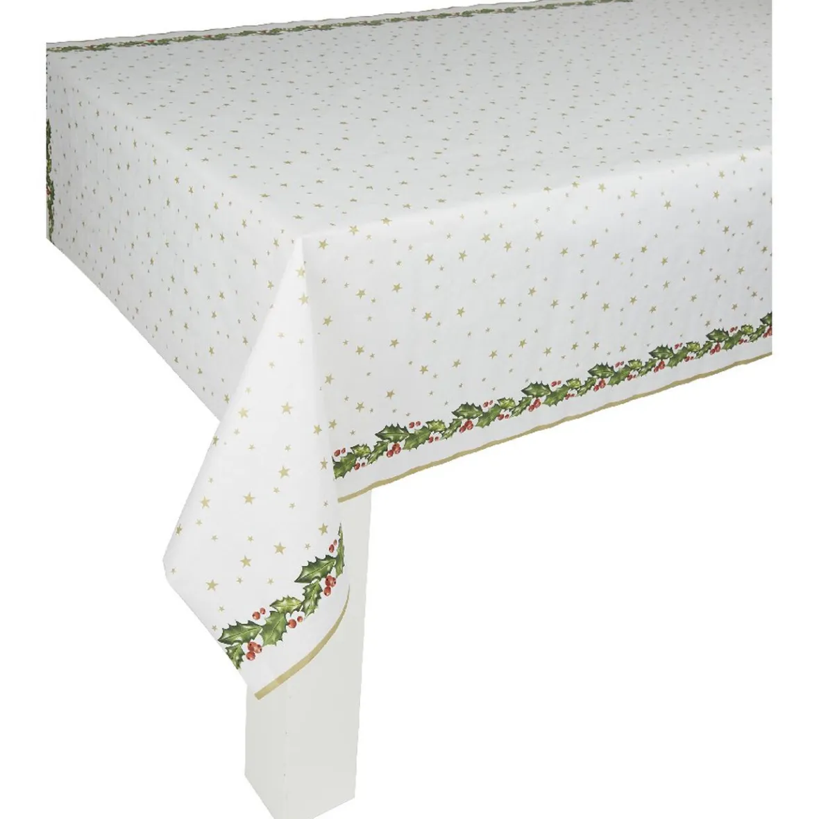 Nappe damassée blanche bordure houx-Gifi Online