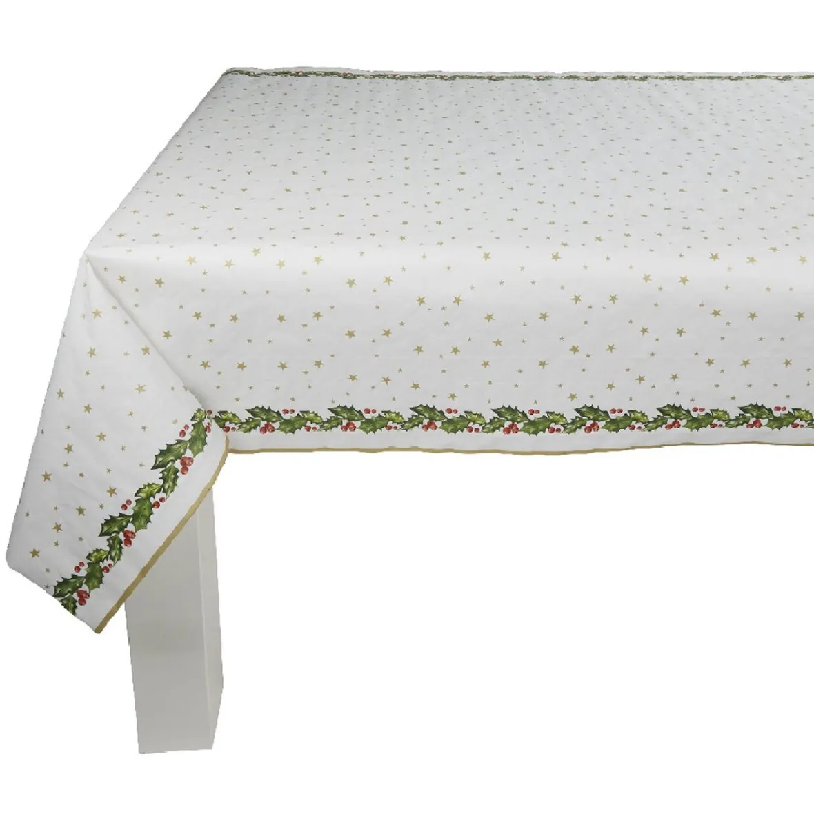 Nappe damassée blanche bordure houx-Gifi Online