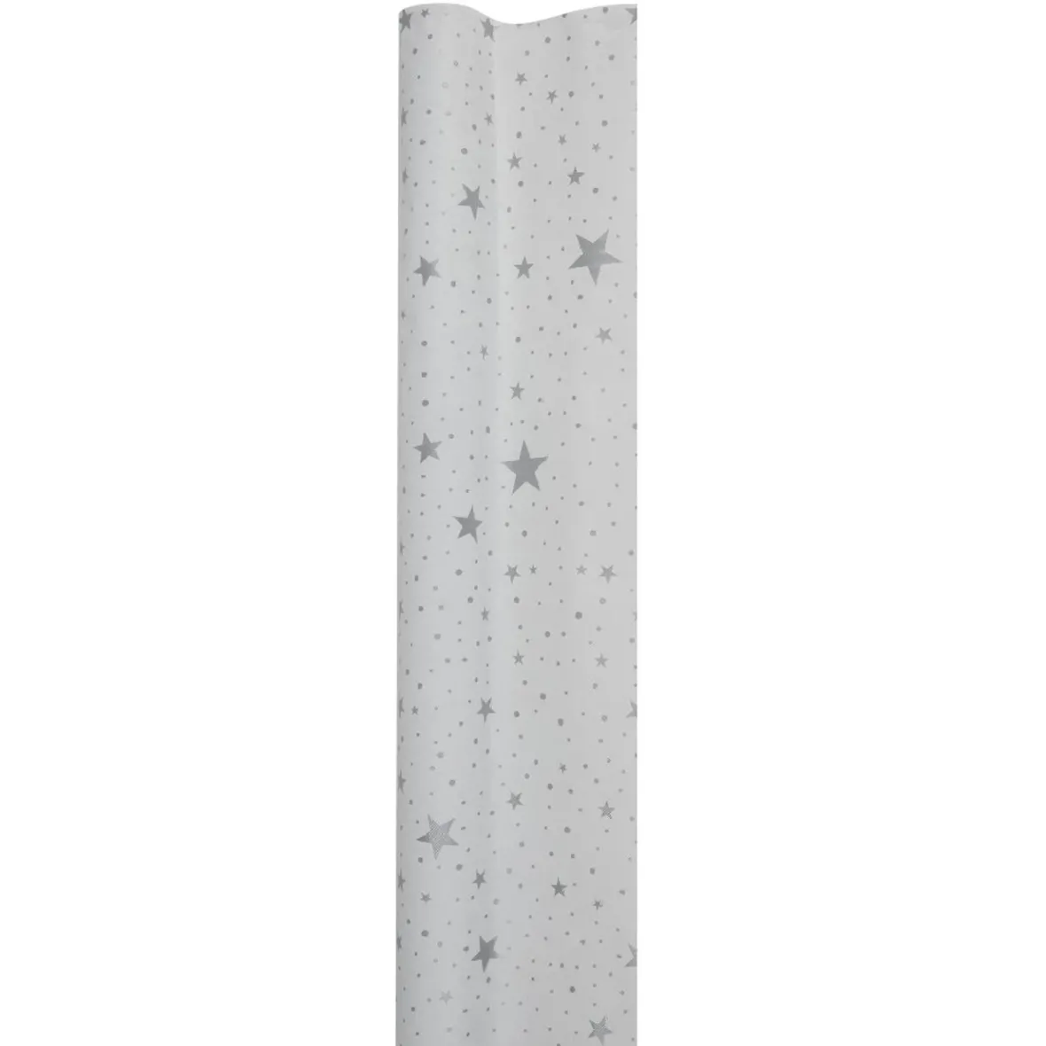 Nappe damassée blanche et étoiles argentées-Gifi Discount