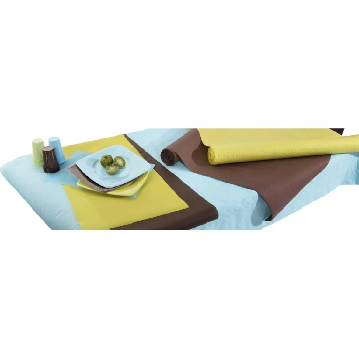 Nappe damassée bleu clair en papier 6 m-Gifi Clearance