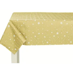 Nappe damassée en papier doré motif pluie d'étoiles blanches-Gifi Online