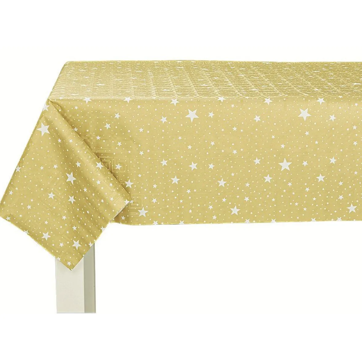 Nappe damassée en papier doré motif pluie d'étoiles blanches-Gifi Online